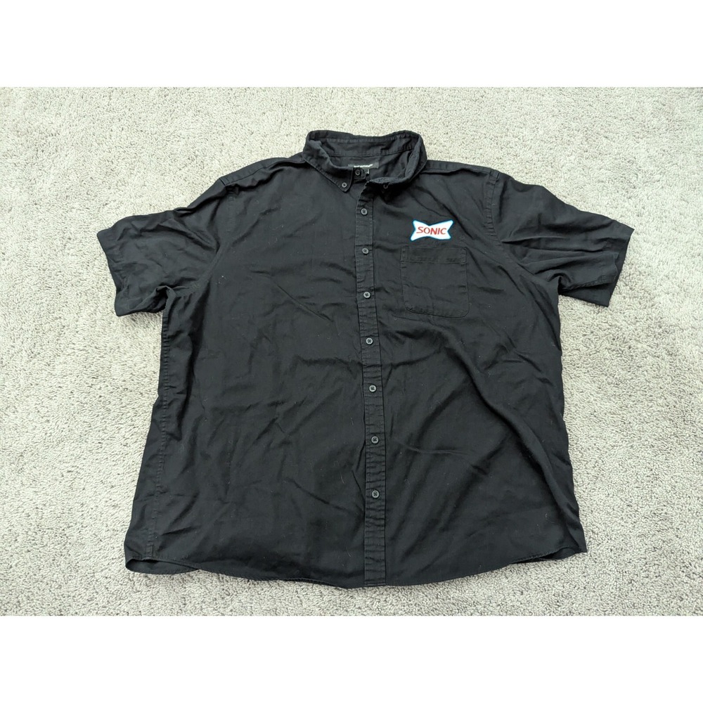 Port Authority Button Up Shirt Mens 3XL Black Sonic Drive-In Logo Short Sleeve